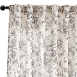 jinchan Linen Blend Curtain Floral Curtains for Living Room 84 Inch Length Black Printed Curtain Rod Pocket Back Tab Farmhouse Peony Flower Patterned Drapes Bedroom Window Curtains Set 2 Panels jinchan