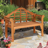 Giantex 4 Ft Foldable Eucalyptus Outdoor Bench Loveseat with Curved Backrest and Armrests Giantex