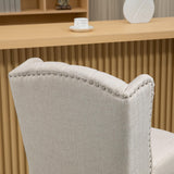 HOMCOM Counter Height Bar Stools Set of 2, 27" Seat Height Upholstered Barstools, Farmhouse Kitchen Island Stools with Nailhead-Trim, Tufted Back and Wooden Legs, Beige HOMCOM