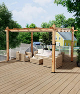 GarveeLife 10 x 13 Ft Wood-Grain Aluminum Pergola Outdoor Pergola with Retractable Canopy Sun Shade Shelter for Garden, Patio, Backyard, Deck - Khaki GarveeLife