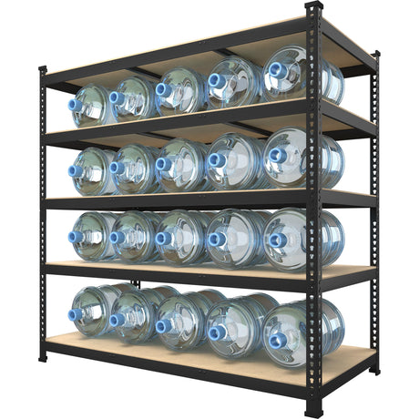 Prilinex Heavy Duty Storage Shelves 48" W x 18" D x 72" H - 5-Tier Adjustable Metal Garage Shelving Unit, Standing Utility Shelf Racks for Pantry Warehouse Kitchen, Black Prilinex