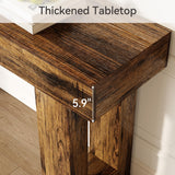 LITTLE TREE 63-Inch Long Console Tables for Entryway, Large Sofa Table Behind Couch, Wooden Entry Foyer Hallway Table, Industrial Console Sofa Tables for Living Room, Rustic Brown LITTLE TREE
