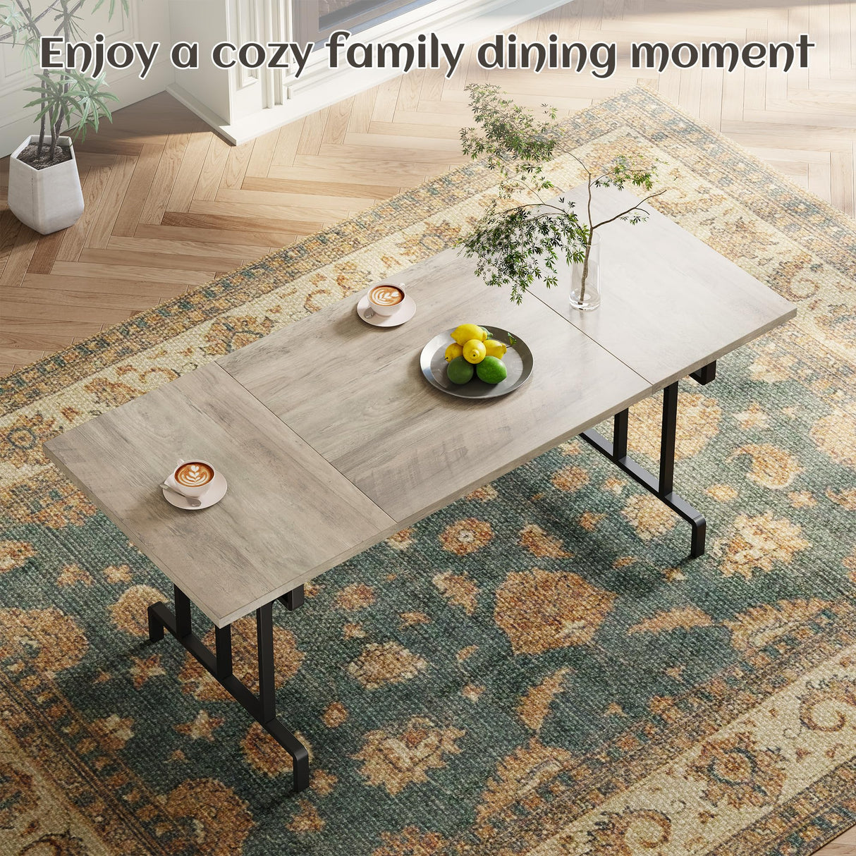 IDEALHOUSE Dining Table, Rectangular Wooden Kitchen Table for 6 70.87”, Vintage Design, Industrial Farmhouse Kitchen Sets for Dining Room, Home Office, Living Room, Easy Assembly, Gray IDEALHOUSE