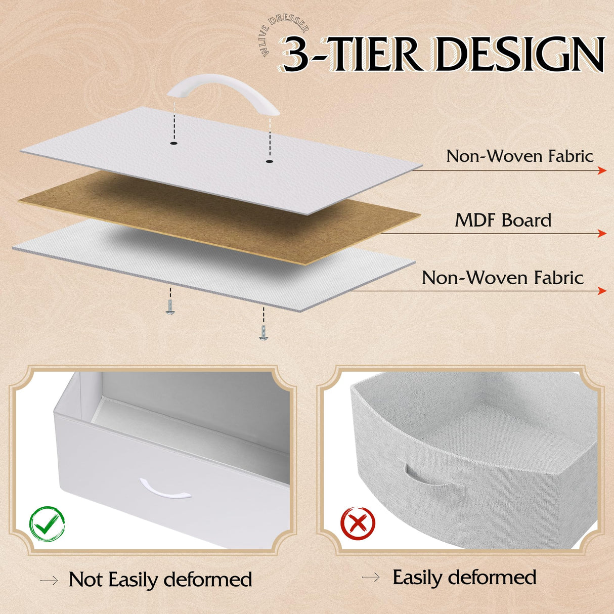 WLIVE White Dresser for Bedroom with 10 Drawers, Chest of Drawers with Side Pockets and Hooks, PU Storage Dresser, Sturdy Metal Frame, Drawers Organizer Unit for Living Room, Hallway, Closet WLIVE