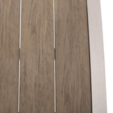 Great Deal Furniture Odelia Outdoor Modern Aluminum Dining Bench with Faux Wood Seat, Natural and Silver GDFStudio