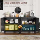 Kubohogar Metal Buffet Cabinet with Storage, Accent Sideboard Cabinet with Doors and Adjustable Shelves, Coffee Bar Cabinet, Kitchen Buffet Storage Cabinets for Living Room, Dining Room, Entryway Kubohogar