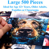 Think2Master Cute Dogs 500 Pieces Jigsaw Puzzle Featuring heartwarming Puppies and Dogs. Fun Teens, Seniors & Families. Great Gift for Kids Ages 13+ Size: 26.8” x 18.9” THINK2MASTER