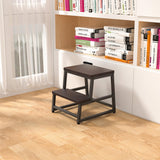 Wooden Step Stool, Bed Steps for High Bed for Adults Kids, Heavy Duty Bed Step Stool for Adults with 500 LB Load Capacity, Wooden 2 Step Stool for Kitchen Bedroom Livingroom Bathroom(Dark Walnut) RORKEE