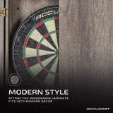 Accudart Match Pro Dartboard Cabinet Set - Official Size - Self Healing Sisal - Modern Style Woodgrain - Two Built-in Dartholders - LED Lighting - Includes Scoreboard, Chalk, Eraser, and Six Darts Accudart