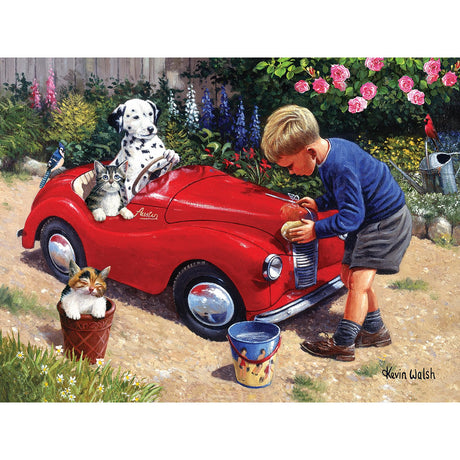 Bits and Pieces – Large 300 Piece Jigsaw Puzzle for Adults – Washing The Car - Adorable Cute Family Jigsaw Puzzle by Kevin Walsh, Completed Puzzle Size: 18" x 24" Bits and Pieces