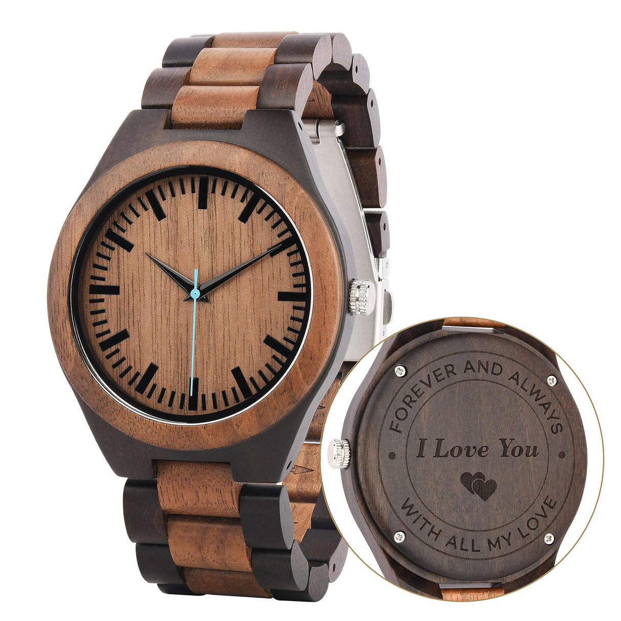 Personalized Wood Watch for Men Engraved Men's Wooden Watch Customized Anniversary Birthday Watch for Husband Dad Son LMWOOD