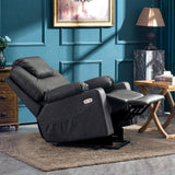 MCombo Electric Power Lift Recliner Chair Sofa with Massage and Heat for Elderly, 3 Positions, 2 Side Pockets, and Cup Holders, USB Ports, Faux Leather 7040 (Grey, Medium) MCombo