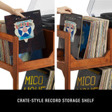 Crosley Furniture Asheville Mid-Century Modern Media Console Record Player Stand, Storage for Vinyl Records, Walnut, Medium Crosley Furniture