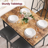 CABIHOME Dining Table Set, 5 Piece Dining Table Set for 4, Rectangle Kitchen Table Set with 4 Upholstered Chairs, Dining Table Set for Small Space, Apartment, Retro Brown CABIHOME
