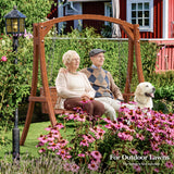 VINGLI Heavy Duty Wooden Swing Frame for Adults Kids, Strong A-Frame Porch Swing Bench Stand for Indoor & Outdoor, Curved Arc Top Design, Supports Up to 660 LBS VINGLI