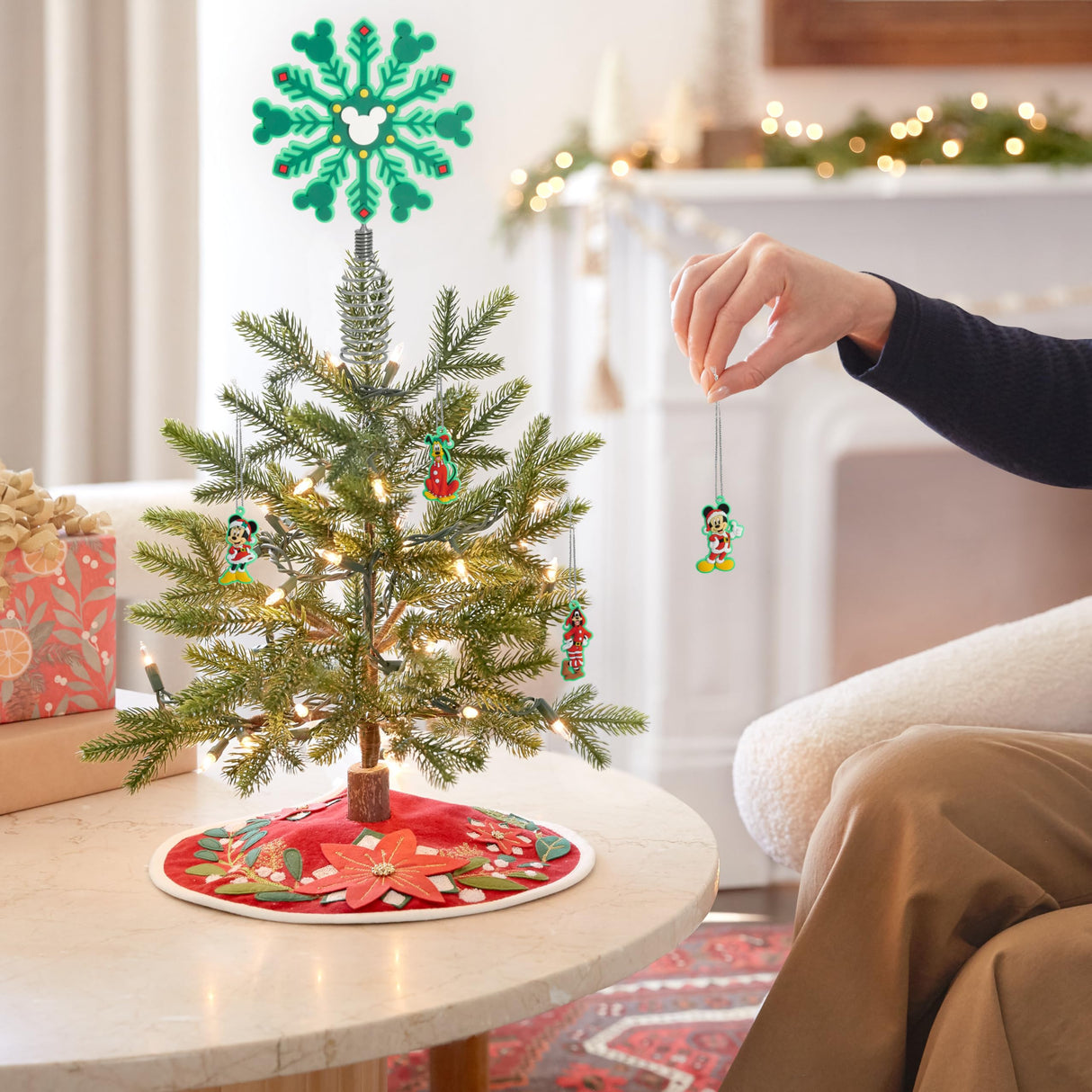 Hallmark Disney Mickey and Minnie Mouse 5" Miniature Christmas Tree Topper and Mini Ornaments, Set of 5, Shatterproof Hallmark