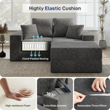 Modular Sectional Sofa, Cloud Boneless Couch with Deep Seat, Modern L-Shape Sectional Couch, Upholstered Couches for Living Room Bedroom, Convertible Foldable Sofa Bed, No Assembly, Dark Grey Living&Giving