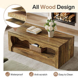 Tribesigns Rectangle Coffee Table, 47-Inch Farmhouse Coffee Tables for Living Room, 2-Tier Wooden Rectangular Accent Center Low Cocktail Tea Table with Open Storage Shelf, Rustic Brown Tribesigns