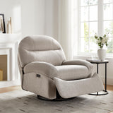 VANOMi Power Recliner Chair with USB & Type-C Charging, 270° Swivel Glider Rocker, Electric Nursery Recliner for Living Room, Bedroom, and Office, Light Gray VANOMi