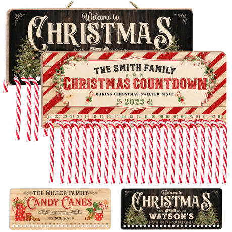 Personalized Christmas Countdown Wood Sign, Customized Xmas Advent Calender Wall Art Farmhouse Vintage Rustic Decor, Custom Wooden Plaque for Housewarming Gift LALALA GIFT LAND