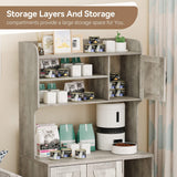 GarveeLife Cat Litter Box Enclosure with Shelves, Litter Box Cabinet,Hidden Cat Box Furniture with Scratching Mat,Wood Sturdy Cat Washroom Storage, Indoor Cat House,White GarveeLife