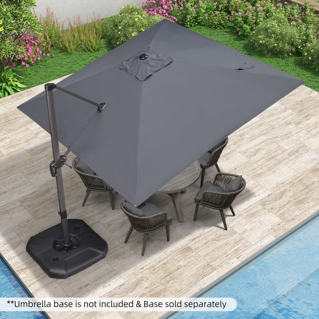 PURPLE LEAF 10 Feet Patio Umbrella Outdoor Cantilever Square Umbrella Aluminum Offset Umbrella with 360-degree Rotation for Garden Deck Pool Patio, Grey PURPLE LEAF