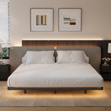 LAKKURI Floating Bed Frame King with Led Lights, King Size Floating Bed Frame,Type-C and Charging Station, No Box Spring Needed, Noise-Free, Easy Assembly LAKKURI
