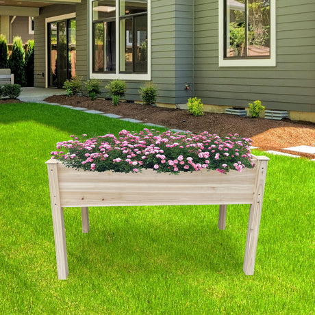 BTExpert 4ft Wooden Raised Garden Bed with Legs, 48x24x30in Elevated Planter Box Stand for Vegetable Flower Backyard, Patio, Balcony Large Wood Raised Beds Liner Outdoor - 30 in Height BTEXPERT