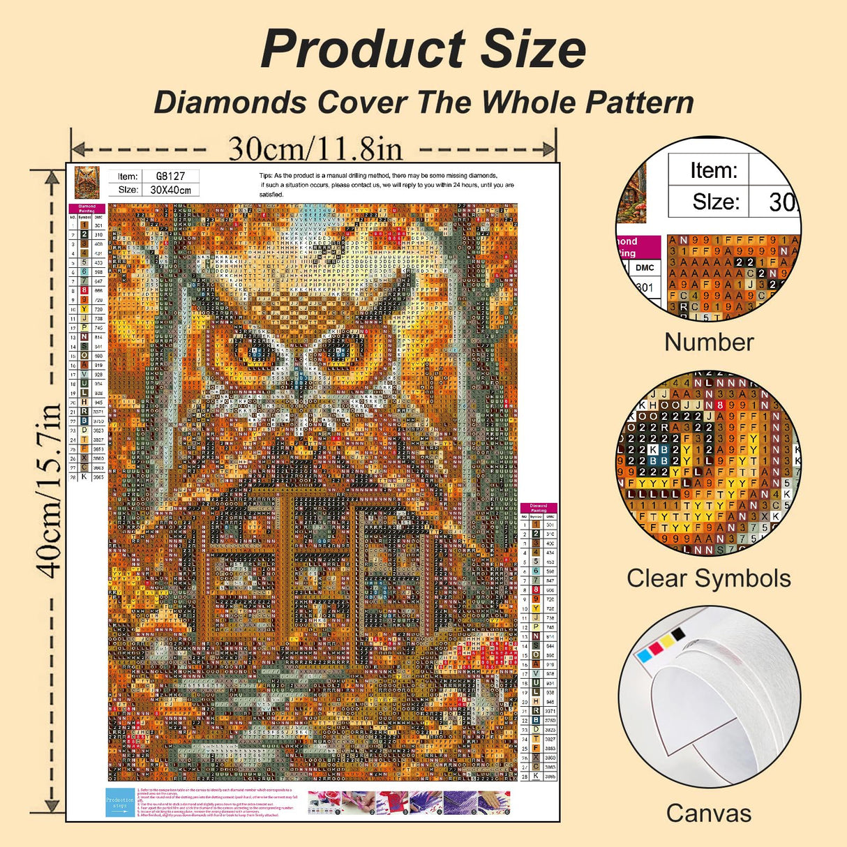 askkqtx Fall Diamond Art Kits for Adults, Owl Diamond Painting Kits for Beginners, Mushrooms DIY 5D Round Full Drill Crystal Diamond Dots Rhinestone Gem Art Craft Home Decor 12x16 Inch askkqtx