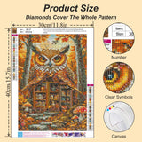 askkqtx Fall Diamond Art Kits for Adults, Owl Diamond Painting Kits for Beginners, Mushrooms DIY 5D Round Full Drill Crystal Diamond Dots Rhinestone Gem Art Craft Home Decor 12x16 Inch askkqtx