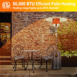 Hykolity 50,000 BTU Patio Heater with Sand Box, Table Design, Double-Layer Stainless Steel Burner, Wheels, Tip-over Protection System, Outdoor Heater for Home and Residential, Brown hykolity