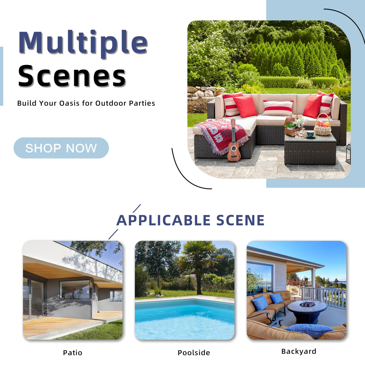 Vongrasig 5 Piece Patio Furniture Sets, All-Weather PE Rattan Wicker Outdoor Sectional Couch, Small Patio Conversation Set with Glass Table for Garden Pool, Beige Vongrasig