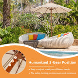 Tangkula 9.5 FT Pulley Lift Round Patio Umbrella, Wooden Market Umbrella W/Rope Pulley Mechanism, 8 Fiberglass Ribs, Portable Table Parasol, Outdoor Sun Umbrella for Garden, Yard, Deck, Pool (Beige) Tangkula