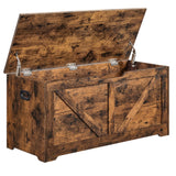 VASAGLE Storage Chest, Storage Trunk with 2 Safety Hinges, Storage Bench, Shoe Bench, Barn Style, 15.7 x 39.4 x 18.1 Inches, for Entryway, Bedroom, Living Room, Rustic Brown ULSB060T01 VASAGLE