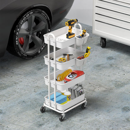 Simple Houseware Heavy Duty 4-Tier Utility Rolling Cart, White - WoodArtSupply