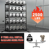 REIBII Garage Shelving 72" H Storage Shelves, 5-Tier Metal Shelving Adjustable Shelfs, Storage Shelves Heavy Duty Load 2500 LBS for Warehouse, Basement, Pantry, 72" H x36 W x18 D, 2 Pack REIBII