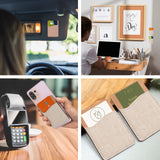 RYTOO Sublimation Blanks Phone Wallet - PU Leather Card Holder for Back of Phone Stick on iPhone Android HTV Friendly DIY Blanks for Vinyl Projects (Beige Polyester Burlap) RYTOO