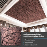 Art3d Drop Ceiling Tiles 2x2, Glue-up Ceiling Panel, Fancy Classic Style, Antique Copper Art3d