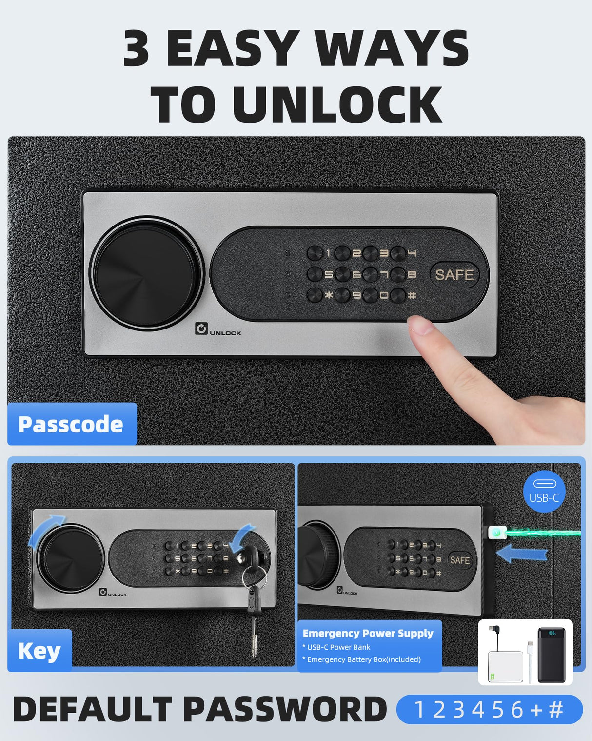 DAYI Safe Box, 1.4 Cubic Feet Home Safe with Fireproof Waterproof Bag, Security Safe Box for Money Cash Valuables, Digital Electronic Keypad, Dual Alarm System, Removable Shelf - D-35 DAYI