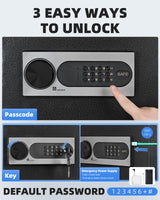 DAYI Safe Box, 1.4 Cubic Feet Home Safe with Fireproof Waterproof Bag, Security Safe Box for Money Cash Valuables, Digital Electronic Keypad, Dual Alarm System, Removable Shelf - D-35 DAYI