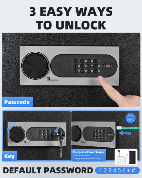 DAYI Safe Box, 1.4 Cubic Feet Home Safe with Fireproof Waterproof Bag, Security Safe Box for Money Cash Valuables, Digital Electronic Keypad, Dual Alarm System, Removable Shelf - D-35 DAYI