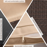 Shintenchi 4 Piece Patio Furniture Set, Outdoor Rattan Conversation Set with Coffee Table, Outside Wicker Sectional Sofa Couch with Cushion, Brown and Khaki Shintenchi