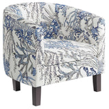 BELLEZE Accent Chairs for Living Room, Elegant Arm Chair Upholstered Tufted Barrel Chair Club Chair for Bedroom with Sturdy Legs and Linen Fabric - Berlinda (Blue Coral) BELLEZE