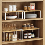 Goozii Large Kitchen Cabinet Organizer Shelf Set of 4, White Stackable Countertop Organizer for Kitchen Counter, Organizers and Storage Rack for Spices Plate (Bamboo Wood) Goozii