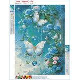 DPHERO DIY Blue Flowers Diamond Painting Kits for Beginners Adults,5D Butterfly Diamond Art Kits,Round Full Drill Fantasy Diamond Painting Art,DIY Painting by Numbers Diamond Art Painting 12x16 inch DPHERO