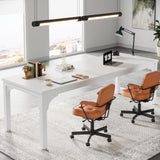 6.56 FT Conference Table, Super Sturdy Large Rectangle Meeting Seminar Table for 6-8 Person, Long Business Tables, 1 Pc White Trggivs