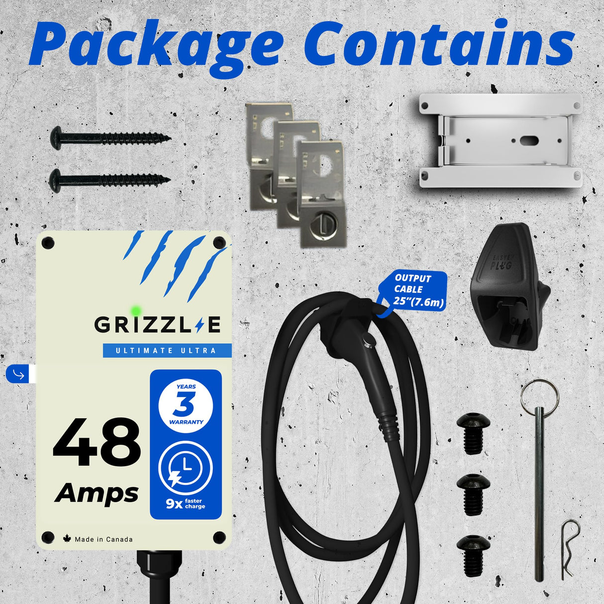 Grizzl-E 48A Ultimate Level 2 Fastest 48A Electric Vehicle (EV) Charger, UL Tested and Certified, Metal Case, Indoor/Outdoor Electric Car Fast Charging Station, Hardwired, Ultra Edition, J1772 Grizzl-E