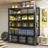 BIZOEIRON Metal Storage Shelving Heavy Duty, Shelves Unit for Garage, Adjustable 6 Tier Storage Rack, Industrial Utility Shelf for Garage, Warehouse, Basement, Kitchen, 18" D x 48" W x 82.5" H, Black BIZOEIRON