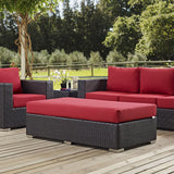 Modway Convene Wicker Rattan Outdoor Patio Rectangle Ottoman in Espresso Mocha Modway