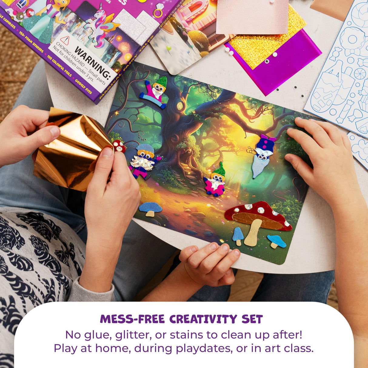 Foiltastic Art & Craft Set for Kids – Fun Mess-Free Kit with Fairy-Tale Foam Stickers & Foil Sheets, Creative Game for Girls & Boys Ages 4, 5, 6, 7, 8, 9 with Unicorns, Princesses, Pirates, Mermaids Clever Fox Play